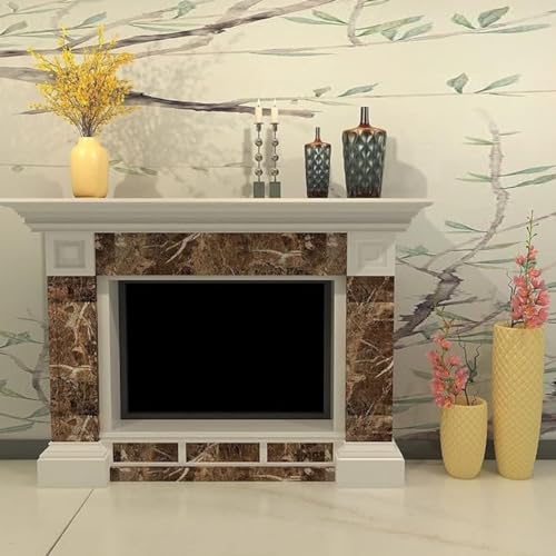 Image of VOLITO V-Light Brown Marble Wallpaper, 60x200cm, Waterproof & Oil Proof, Self-Adhesive, Kitchen & Cabinet Makeover