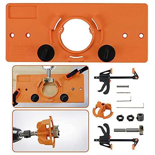 Concealed Hinge Jig, Hinge Drilling Jig Hole Puncher Guide Locator Woodworking Tools With 35Mm Forstner Drill Bit And 2Pcs Quick-Grip Bar Clamps, For Kitchen Cabinet Doors Hinge #TOP4