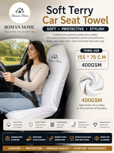 Image of Cotton Office Chair Towel & CAR Seats Towel 500 GSM Soft Towel with Tie Knot (60X30 CM) (1, White)