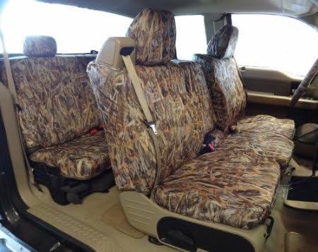 Exact Seat Covers, FD9 SA-C, 2004-2008 Ford F150 XLT Super Cab Complete Front and Rear Seat Set Custom Waterproof Exact Fit Seat Covers, Savanna Camo Endura
