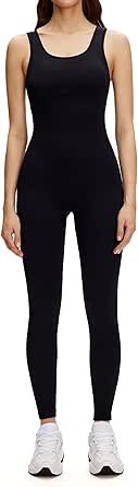 Amazon.com: NANJI Jumpsuits for Women - Sleeveless Scoop Neck Ribbed ...