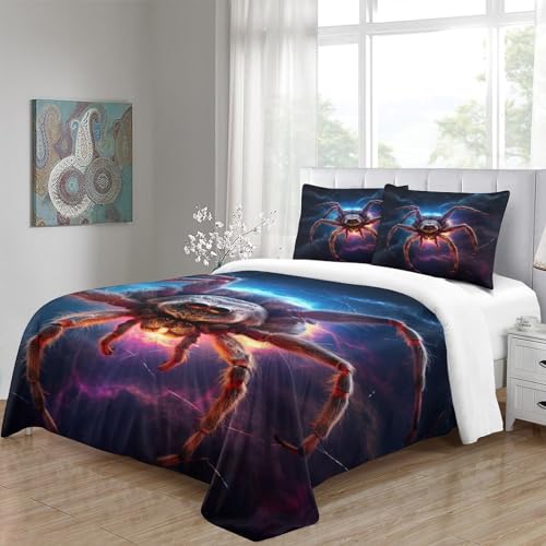 Ensemble housse de couette araignée imprimée en 3D microfibre king 220x240cm - 3