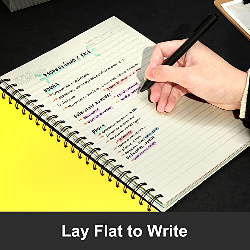 Cagie 5 Subject Notebook 8.5" X 11" Hardcover Spiral Notebook With Tabs And Dividers Large Notebooks Wide Ruled For Note Taking School Work Office Supplies 220 Pages, Black #TOP2