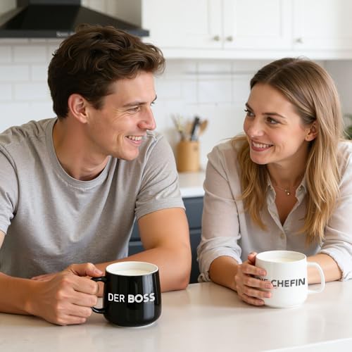 TUZELIYA Der Boss & Die Wahre Chefin Partnertassen Set – Hochzeitsgeschenk für Brautpaare, Jahre Geschenk für Frauen & Männer… – Ansicht 4