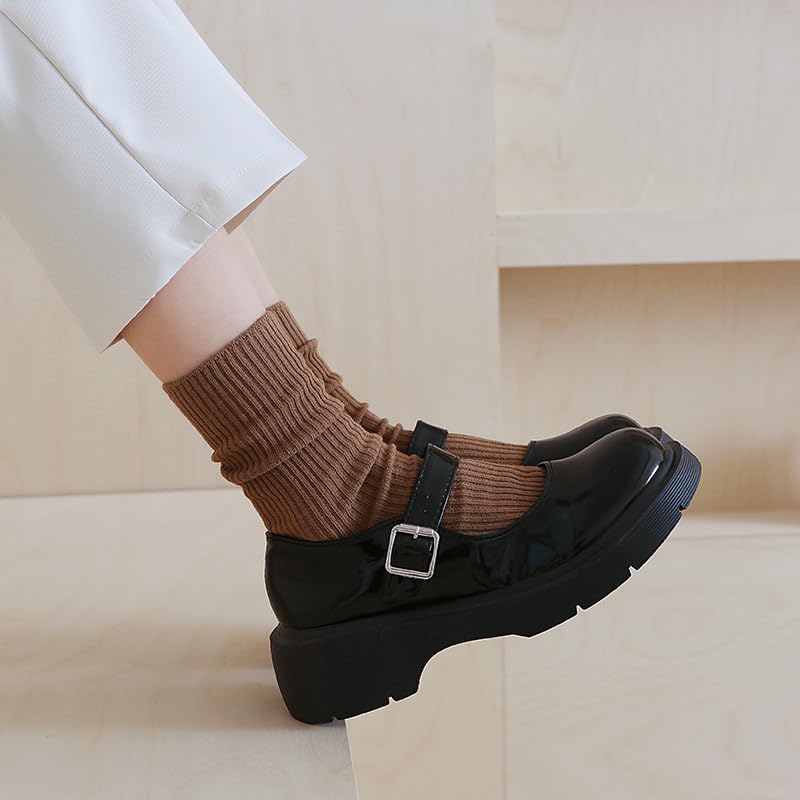 CHARMKING 6 Pairs Womens Crew Socks Cute Casual Athletic Socks Aesthetic Neutral Cotton Socks for Women2