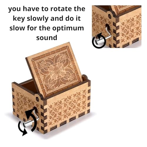 Image of UMANI Music Box - Hand Crank Engraved Vintage Wooden Music Box Gifts for Birthday,Christmas,Valentine's Day,Thanksgiving Days(MB-DB-Z )