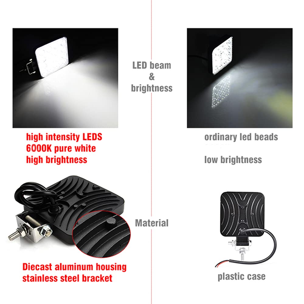 10 fari da lavoro a LED da 48 W, 12 V, 24 V, impermeabili, 6000 K, per trattore, camion, SUV, UTV, ATV