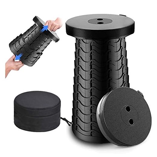 KALTEK Retractable Folding Stool with Memory Foam Cushion Included | Portable Lightweight Collapsible Stool, 330 Lbs Weight Capacity, Perfect for Indoors & Outdoors | Camping Fishing & Gardening