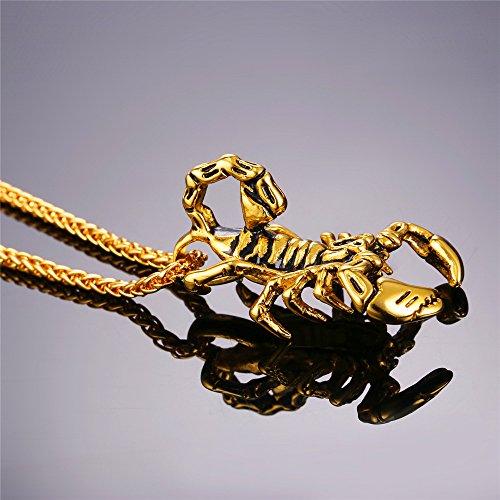 U7 Colares punk de aço inoxidável banhado a ouro 18 K grande Hip Hop adaga/faca/espada/equipamento s