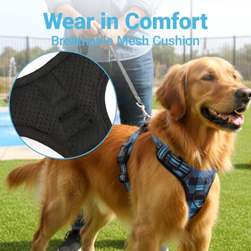 Harnais ajustable chien M bleu confortable avec poignée de sécurité AIITLE