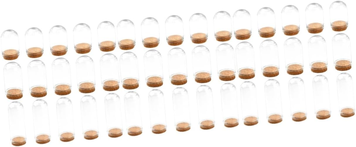 45pcs Mini Glass Dome for House Plant Decor Bell Jar Display Wood Base Valentine Day Centerpiece