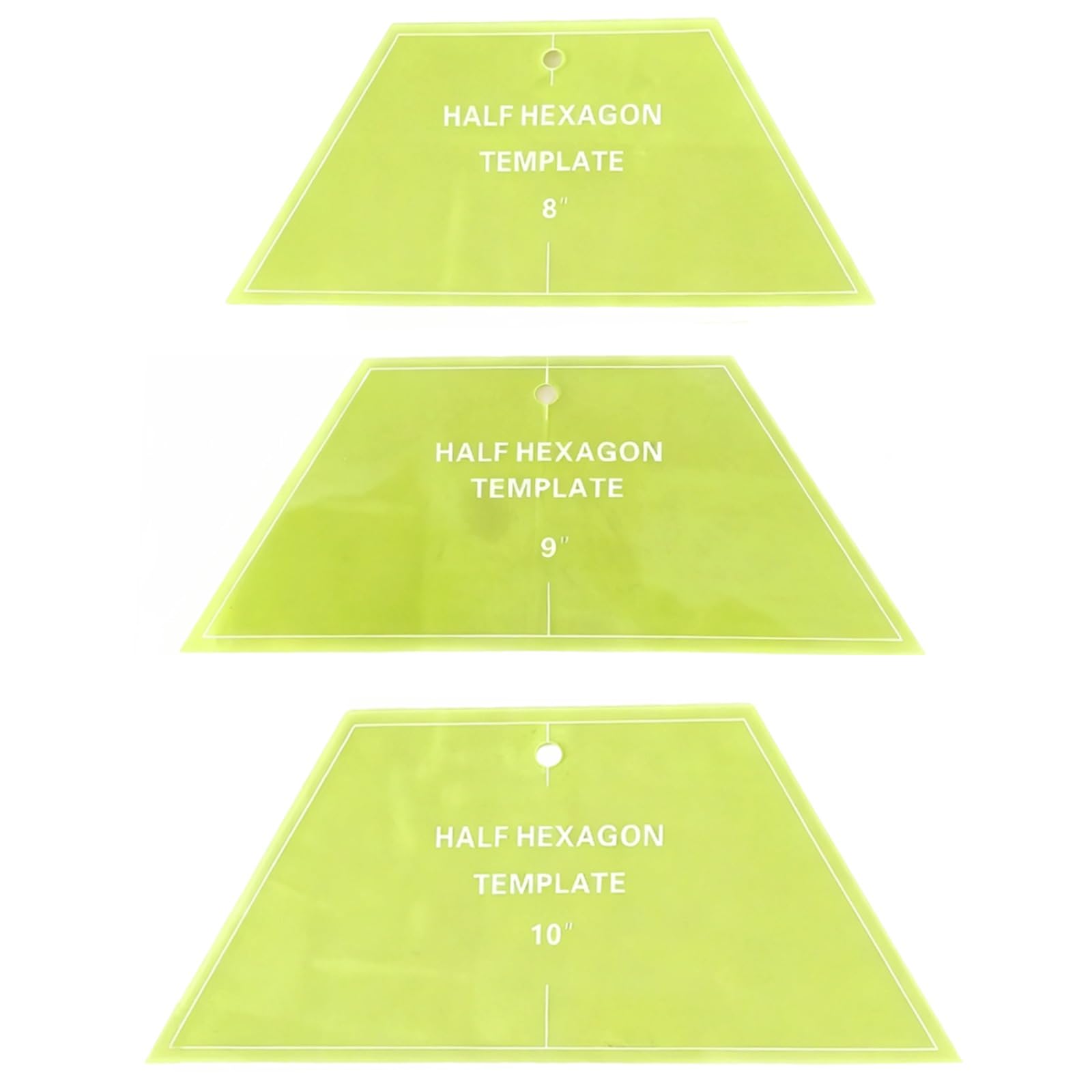 Lot de 3 gabarits de patchwork hexagonaux, demi-hexagones 20,3 cm, 22,9 cm, 25,4 cm, règles acryliques pour couture créative