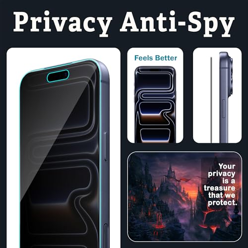 Image of FIRST MART Privacy Tempered Glass for iPhone 17 Pro Max With Cable Guard & Installation Kit | Anti-Spy 9H Screen Protector, Edge-to-Edge, Case-Friendly | Black