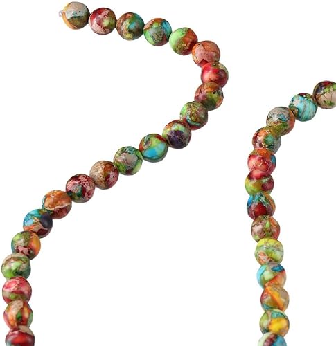 Miniatura 3 de HomeSoGood Piedra de jaspe imperial verde y rojo de 15 pulgadas para hacer collares, 1 hebra de cuentas de piedra preciosa natural de 0.315 pulgadas