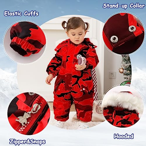 XIFAMNIY Girls Boys One Piece Snowsuits Overalls Ski Suits Waterproof Coats Jackets Jumpsuits for Winter 2T-5T Baby Toddler…2