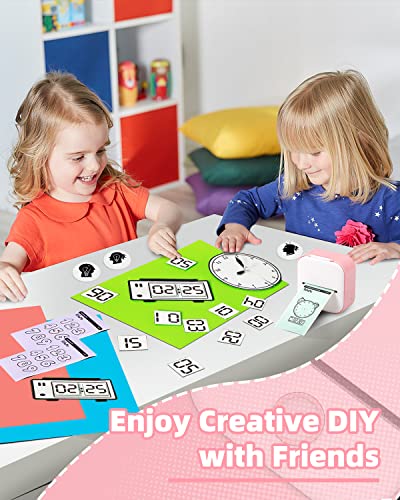Memoking Mini Aufkleberdrucker T02 Kleiner Thermodrucke, Tragbarer Kabelloser Notizdrucker mit 3 Rollen Papier für Kindertag, Geburtstag, Kompatibel mit iOS & Android, Pink – Bild 5