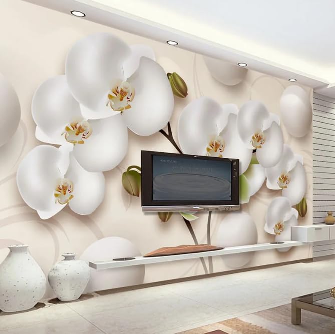 Fleurs blanches 3D d'exception via le fond d'écran moderne HD chic - 2