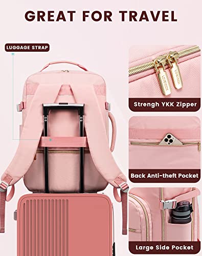 Lovevook Travel Backpack Women, Carry On Backpack As Personal Item Flight Approved, Tsa 17.3Inch Laptop Backpack With 3 Packing Cubes College Casual Daypack For Weekender Overnight Hiking, Pink #TOP6