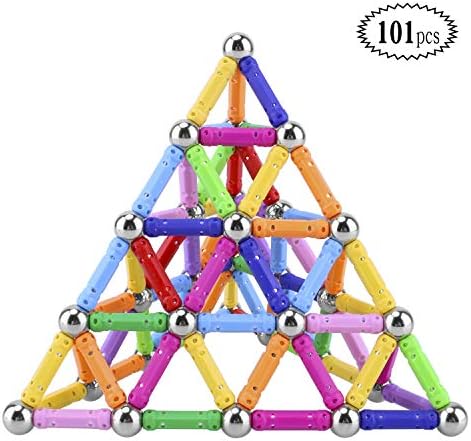 Lapoea 101 Pieces Magnetic Building Sticks Building Blocks Set, Magnet Educational Toys for Adults and Children 3D Magnetic Blocks Sticks Stacking Toys Set