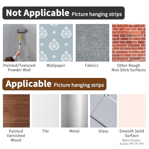Image of Oruola 24pairs Hang Pictures on Wall Without Nails, Damage Free Hanging Strips,Hang on Wall Without Nails for Poster Picture ,Removable Damage Free Picture Hanging Strips