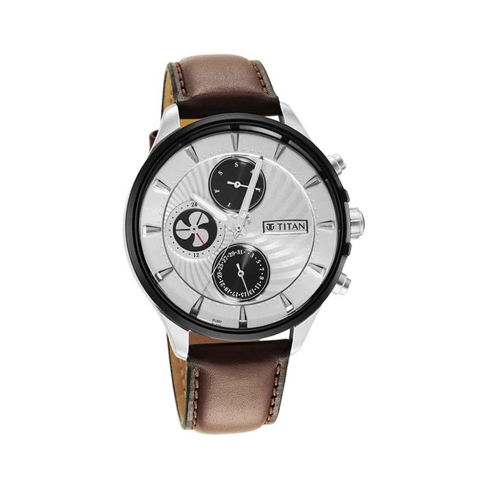 Titan Regalia Maritime White Dial Quartz Multifunction Leather Strap Watch for Men-NS1873KL01 (B09LV8Q4LD) Amazon Price History, Amazon Price Tracker