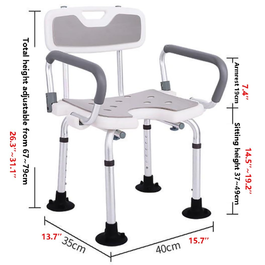 Asiento de Baño,Silla de Ducha Ajustable en Altura,Silla Baño Ancianos Ducha,Banqueta Ducha,para Ancianos minusválidos, Ancianos White