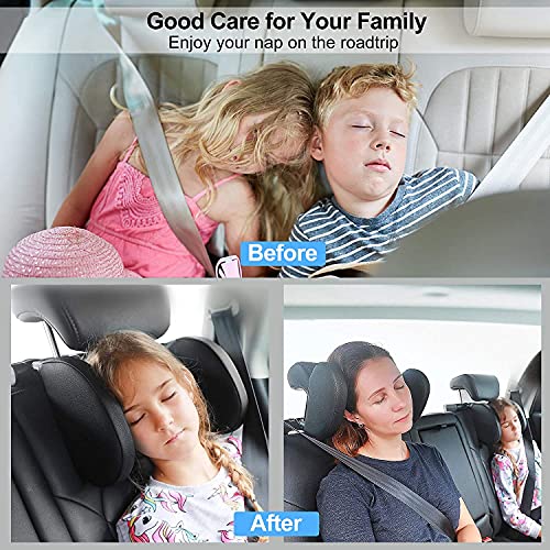 Image of HOLD UP Car Headrest Pillow, Road Pal Headrest, Adjustable Car Seat Head Neck Support, U Shaped Car Sleeping Pillow for Kids & Adults (Black)