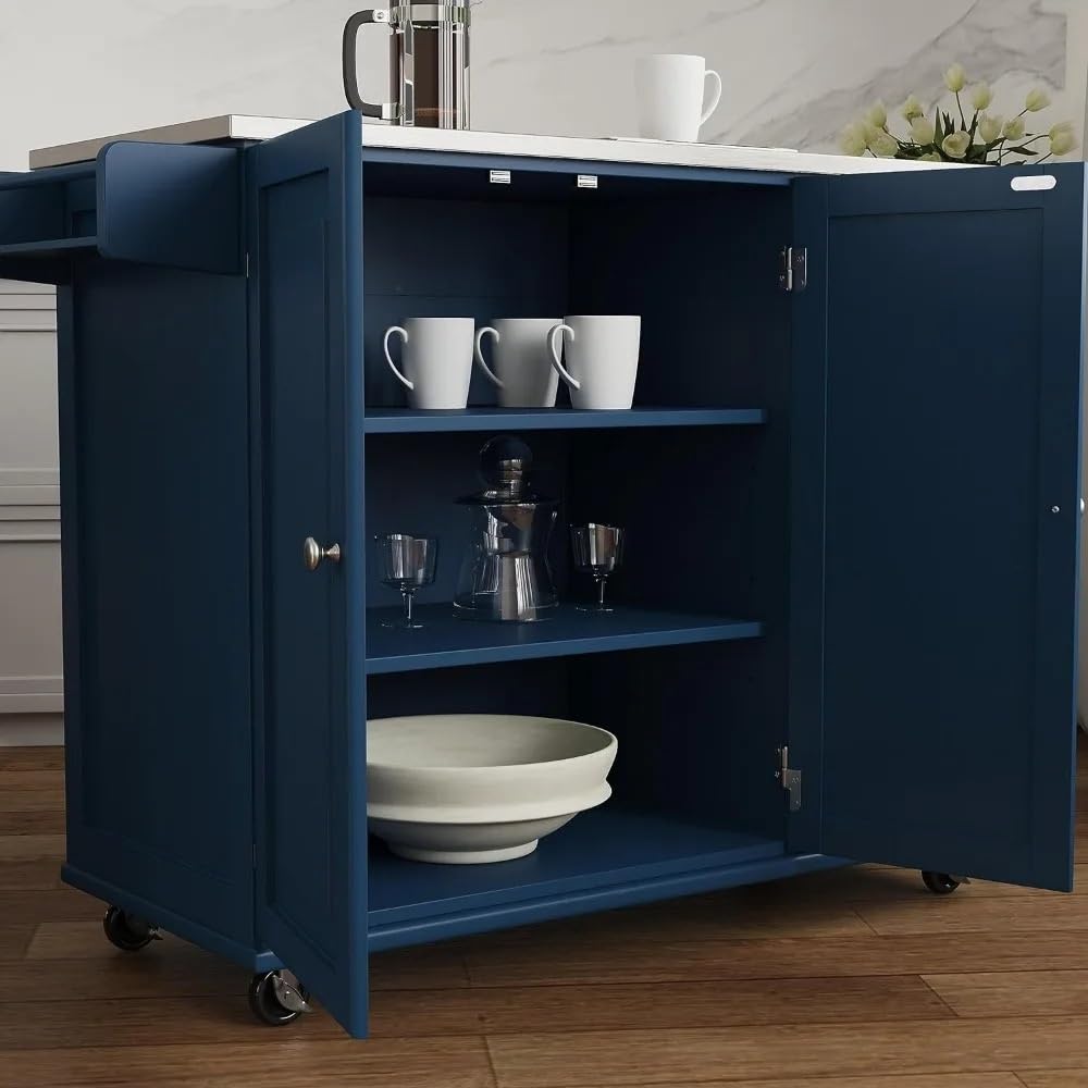 Carrello da cucina mobile con top in acciaio inox verde armadio da cucina bianco sporco tavolo mobili per la casa stoccaggio
