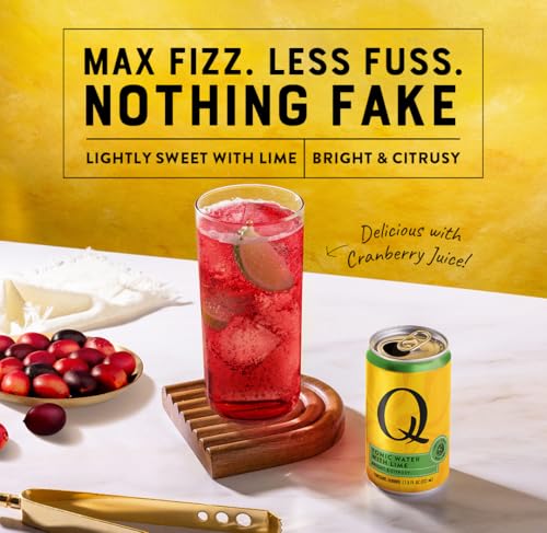 Image of Q MIXERS TONIC WATER with LIME - Real Quinine & Lime Extract - Ideal for Cocktails & Mocktails - Made with Real Ingredients, Perfectly Carbonated & Lightly Sweet - 7.5 Fl oz (Pack of 24)