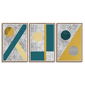 signwin 3 Piece Framed Canvas Wall Art Moon...