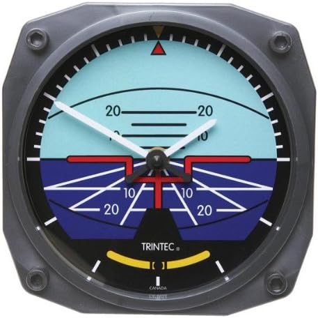 Trintec Artificial Horizon Clock 6.5" Square Novelty Aviation
