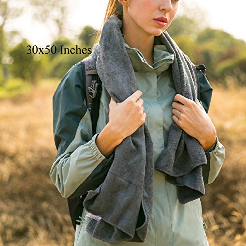 Rainleaf Microfiber Travel Towel Quick Dry Swimming Towel Ultra-Compact,Super Absorbent,Washcloths For Bathroom, Shower,Camping,Backpacking-Gray 34'X60' #TOP5