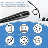 Wodoodporna lampa USB do laptopa, elastyczna lampa klawiaturowa USB, mini lampa USB z 3 regulowanymi poziomami jasności, ochrona oczu, ściemnialna lampa led usb dotyk dotykowy, czarna