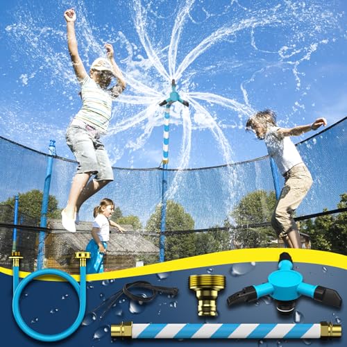 Universal Trampoline Sprinkler Net Friendly Trampoline Accessories 360 Rotating Water Sprinkler of Trampolines Outdoor Backyard Water Park Fun Summer Toys for Kids