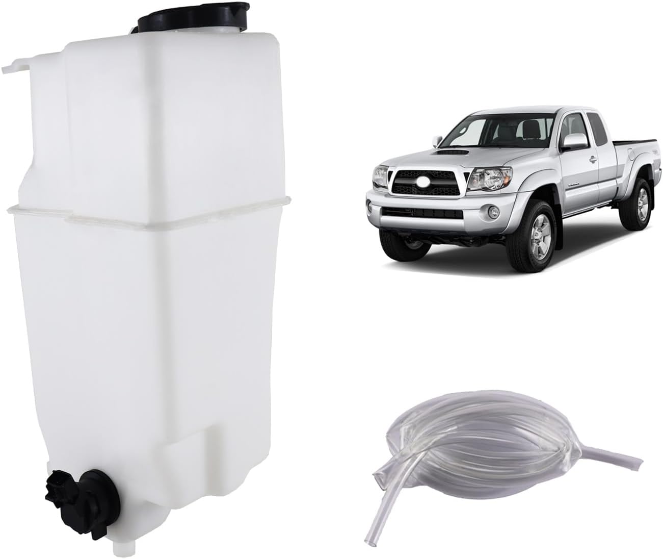 Windshield Washer Fluid Reservoir Tank Compatible with Toyota Tacoma 2005-2015, Wiper Fluid Reservoir, Jar Assy, Replace# 85315-04090