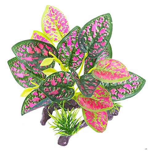 MRTIOO Reptile Artificial Plants, Terrarium Plants Decorations Supplies, Rainforest Ground Plant, Amphibian Habitat Hideout Tank Accessories (A)