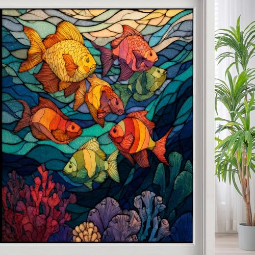 Vinilo Decorativo para Ventana Tropical Coral Landscape 15.7x23.6 pulg miniatura 1