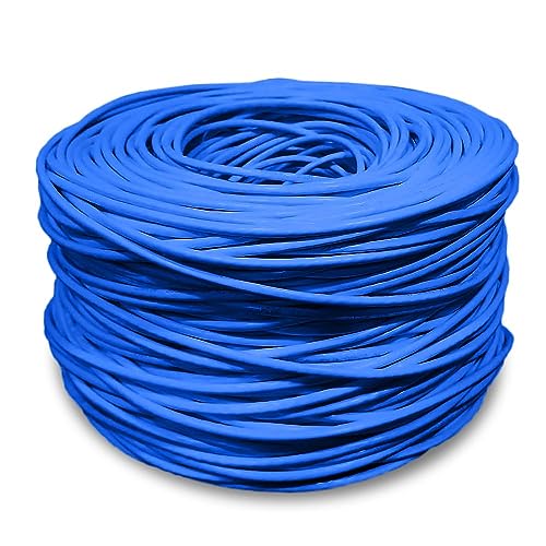Image of CAT5e Ethernet Cable 1000ft - 24AWG Solid CCA UTP Unshielded CAT 5e, High Speed Lan Network, RJ45 Cable, Easy Pull Box Ethernet Cord (Blue)