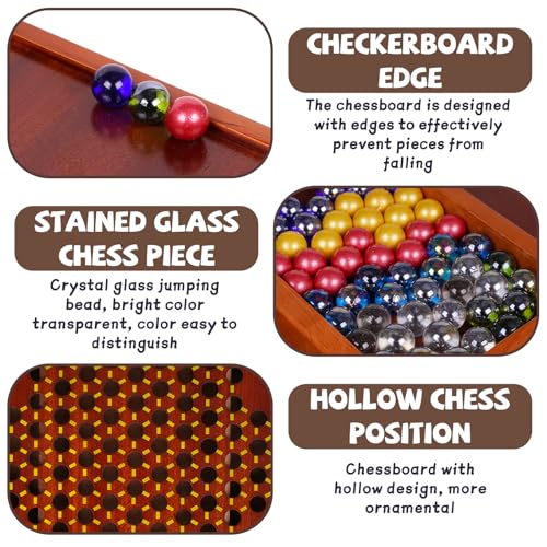 Juego de mesa Chino de 15 pulgadas con 72 canicas de vidrio miniatura 4