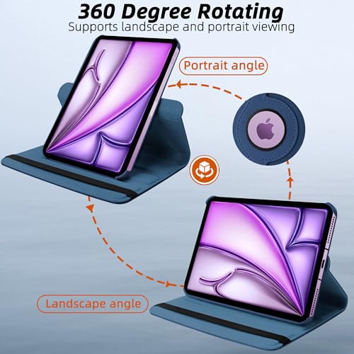 Image of TGK 360 Degree Rotating Flip Cover Case for iPad Air 11 Inch M4 /M3 /M2 2026 /2025 /2024 & Air 5th Gen 2022 /iPad Air 4th Gen 2020 10.9 Inch (Dark Blue)