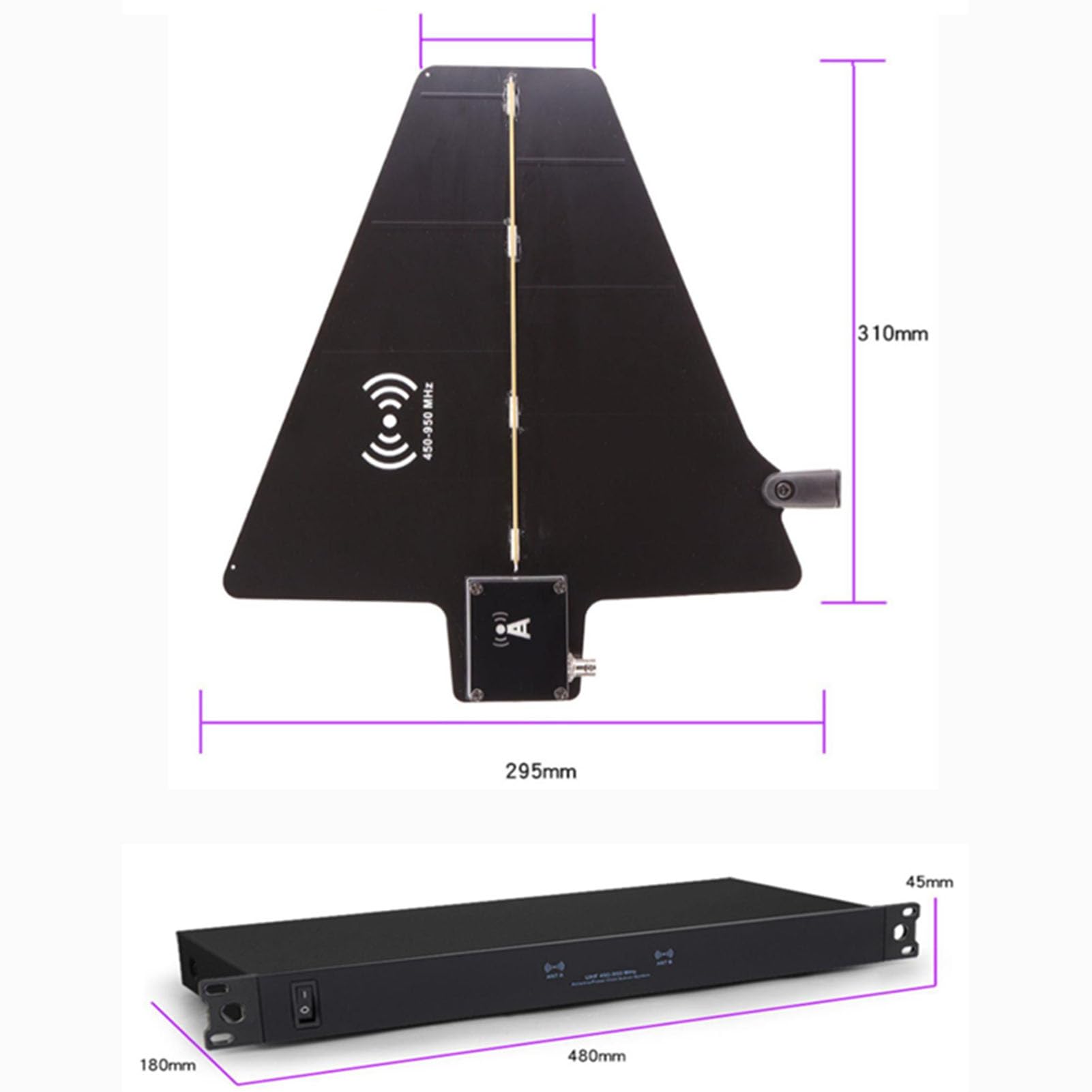 Amplificatore Segnale Wireless per Microfono con Antenna Uhf Direzionale Attiva, 8 Ingressi/Uscite Frequenza 450-950mhz per Spettacoli Teatrali, Matrimoni E Spettacoli dal Vivo