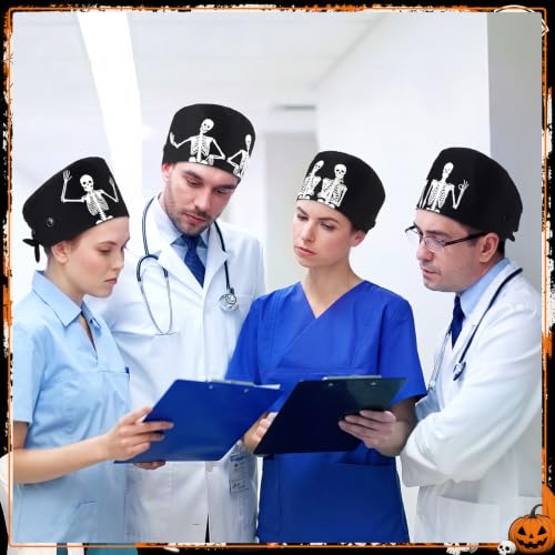 Image of Unittype 4 Pcs Nurse Caps for Women Nursing Working Caps with Button and Sweatband Adjustable Elastic Scrub Hats for Dentist