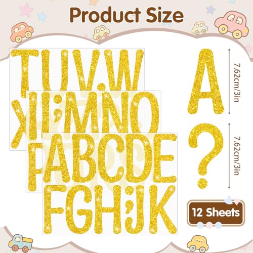 Image of Glitter Letter Stickers, 3 Inch Large Letters for Poster Board (Gold) | 160 PCS,Self-Adhesive,Vinyl Alphabet Stickers,Bulletin Board Letters for Classroom,Party,DIY Crafts,Home,Office,Mailbox Decor