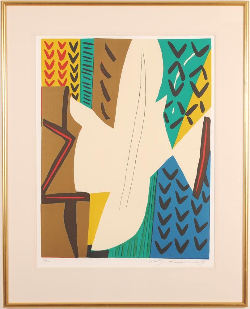 Amazon.co.jp: 池田満寿夫 「一羽の鳥」 現代アート 絵画 抽象画 現代 