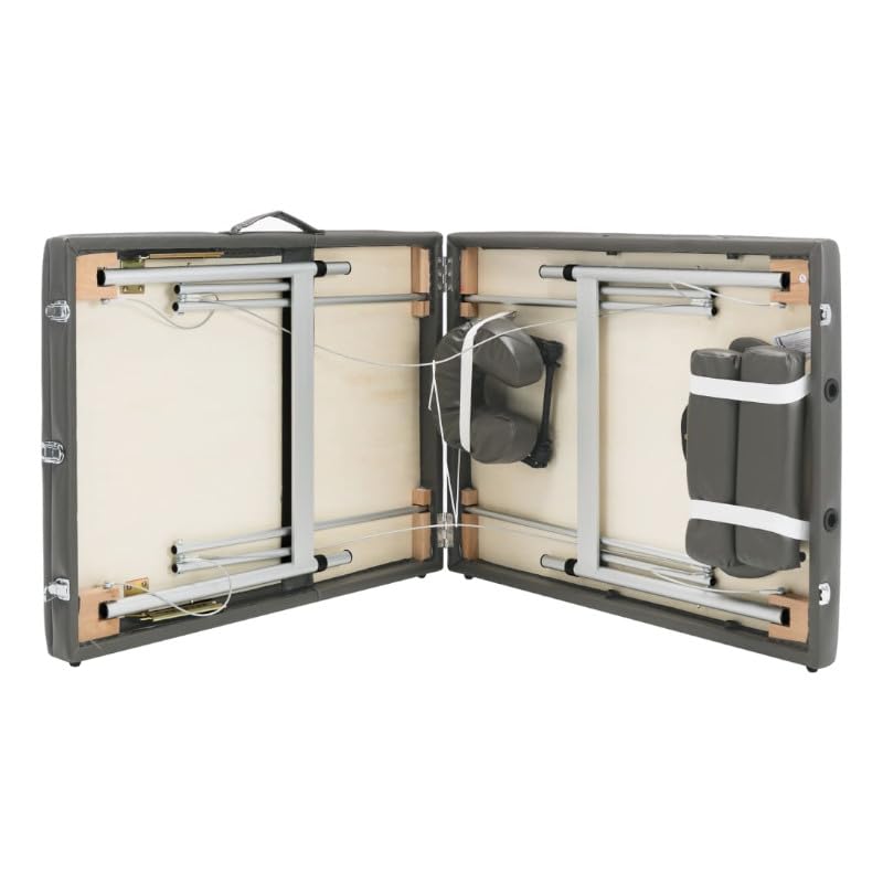 PLUS SANTE Table de Massage Pliante en Aluminium Ella, 3 Sections à Hauteur Réglables, légère avec Sac de Transport et Accessoires (Noir, Largeur 70 cm) (Gris, 70 cm)
