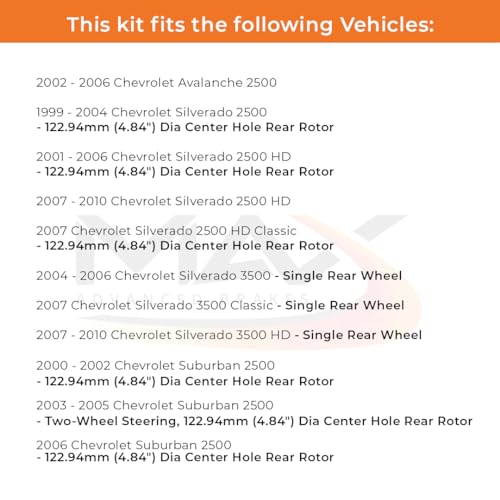 Image of Max Advanced Brakes Front & Rear Brake Kit Compatible With 2006 Chevy Silverado 2500 Compatible With GMC Sierra 3500 Replacement Cross Drilled Disc Brake Rotors and Ceramic Brake Pads