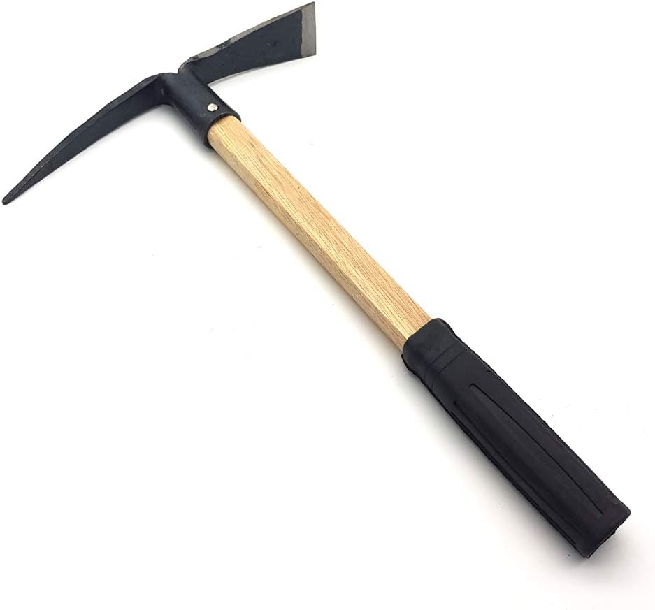 CLAIRLA Hand Mini Garden Hoes Dual Headed Weeding Tool - Carbon Steel Hoe/Tine Cultivator 3 Prongs Combo Garden Tools with Wood Handle (Pick Axes) : Patio, Lawn & Garden