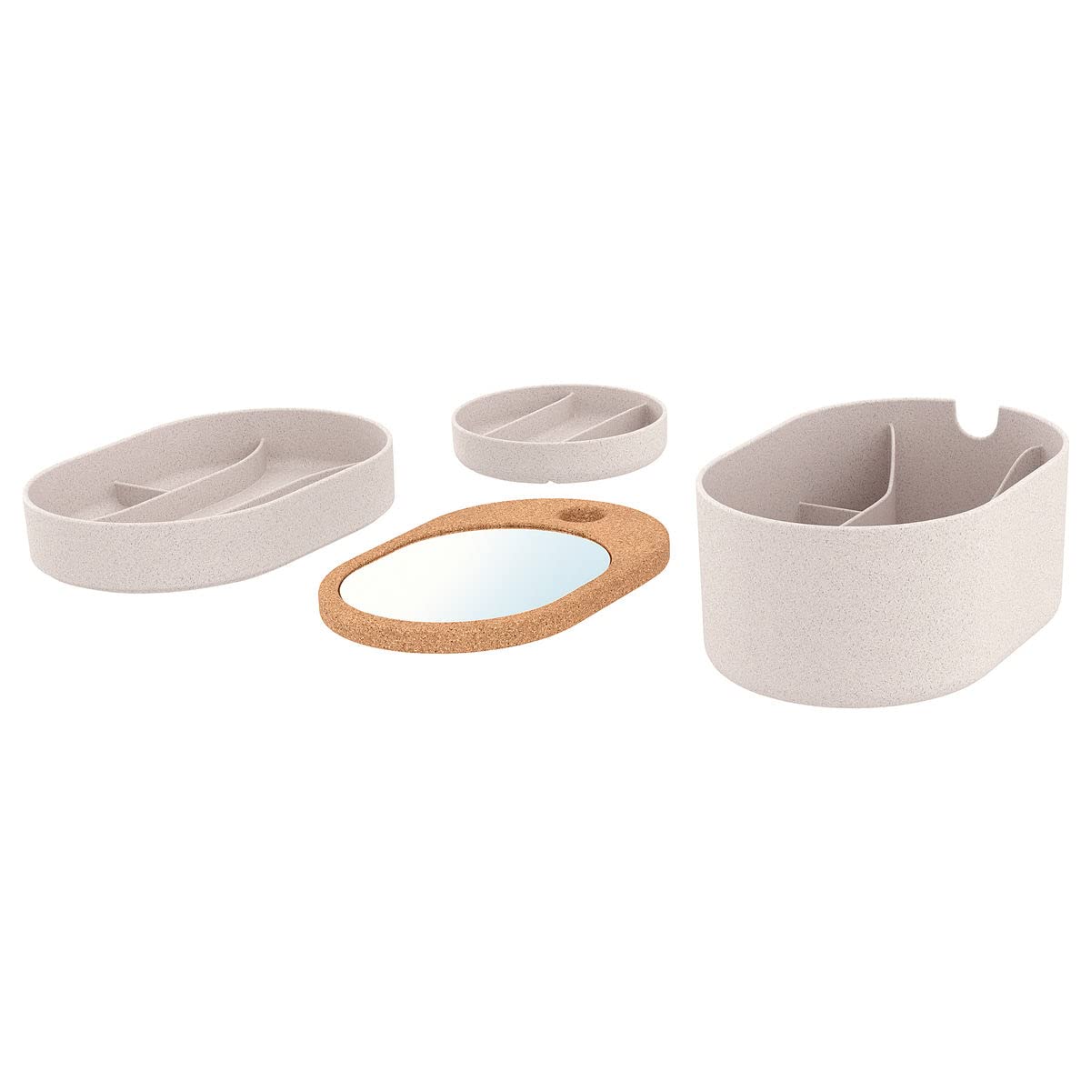 Boîte de rangement SAXBORGA couvercle miroir plastique liège petit organisateur