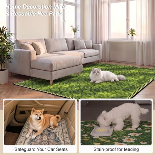 Image of Washable Pee Pads for Dogs, Reusable Puppy Potty Training Pads, Ultra-Absorbent Thick Waterproof Leak-Proof Non-Slip Pads & Mat for Crate, Playpen, Floor, Whelping & Housebreaking , 2 Pack 48 inchx72 inch