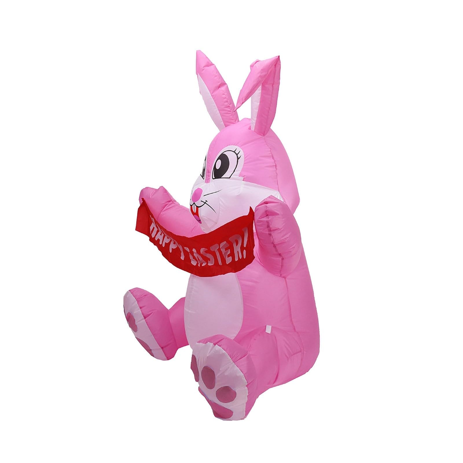 Generisch Niedlicher aufblasbarer Osterhase mit Banner, riesiger rosa Hase für Urlaub, Party, Innen- und Außenbereich, 1,5 m